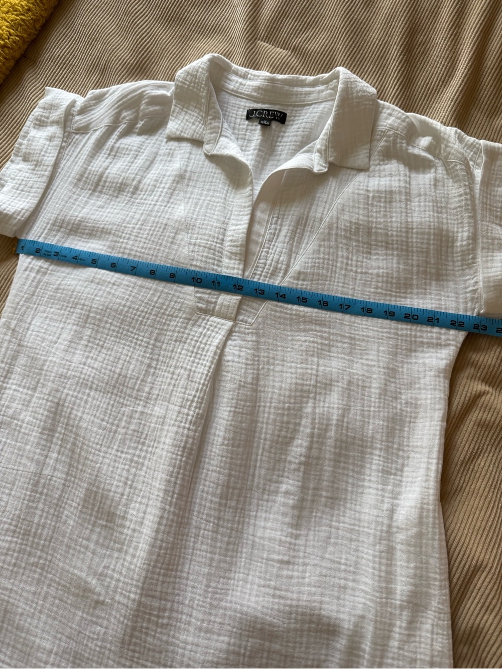 J. Crew V-neck Short Sleeve Soft Gauze Cotton Shirt Dress White Pockets Medium - Picture 15 of 16